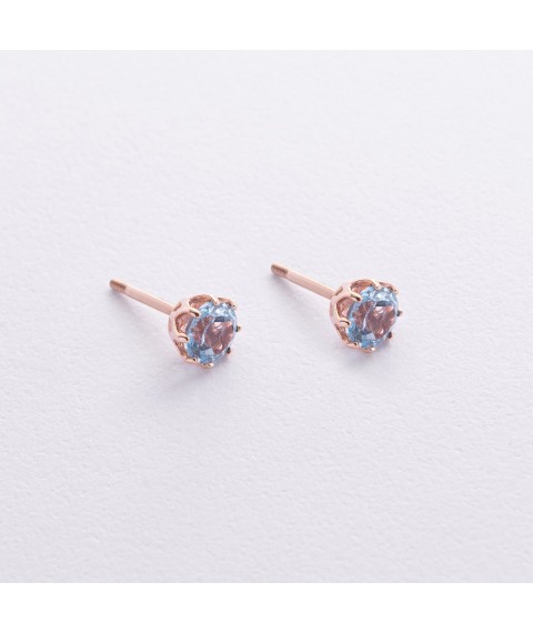Gold stud earrings with topaz s06308 Onyx