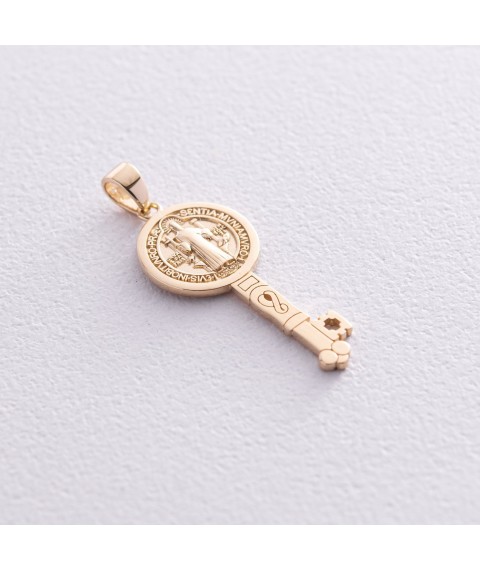 Золотая подвеска - ключ "Святой Бенедикт" п03281 Онікс