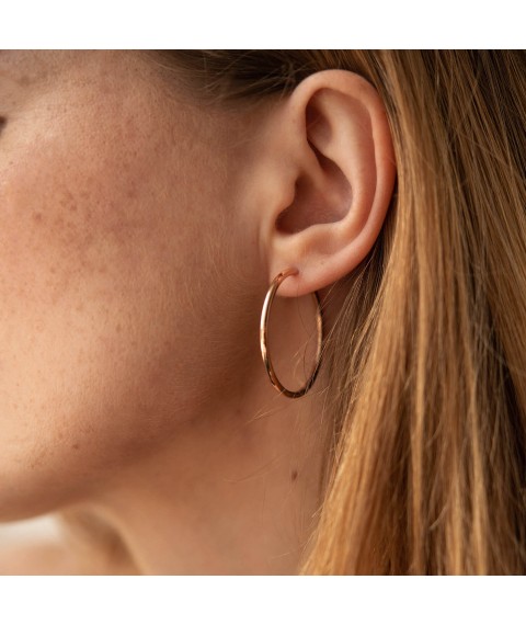 Earrings - rings in red gold (3.2 cm) s04038 Onyx