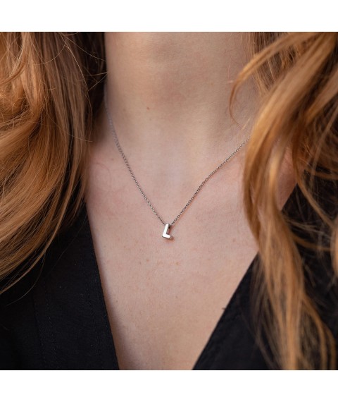 Серебряное колье с буквой "L" 1105 L Онікс  45