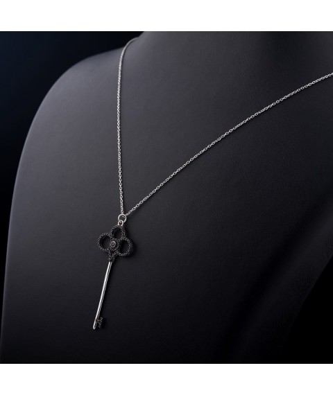 Silver necklace "Key" (cubic zirconia) 18471 Onix 70