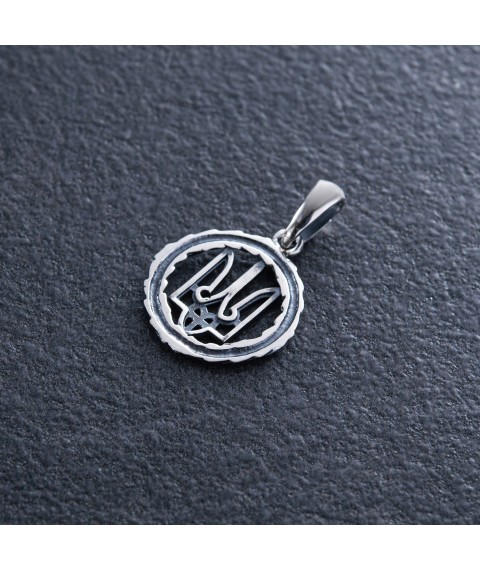 Silver pendant "Coat of Arms of Ukraine - Trident" 1060 Onyx