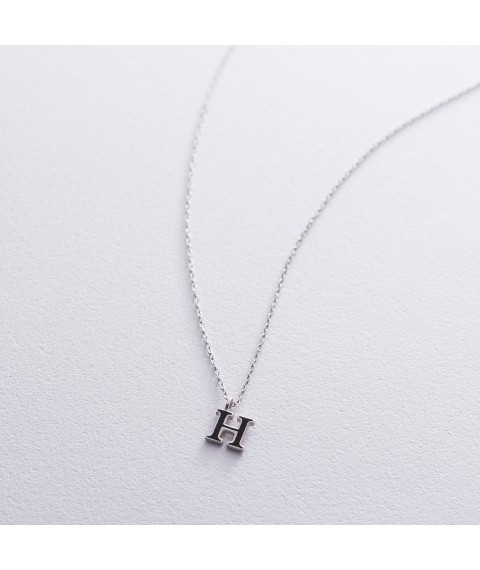 Silver necklace with the letter H 18620h Onyx 45