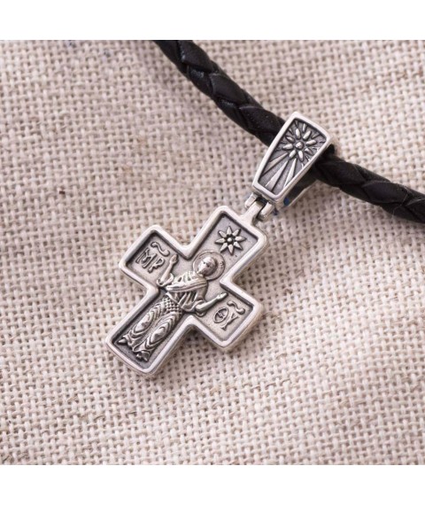 Срібний хрест з чорнінням 132516 Онікс
