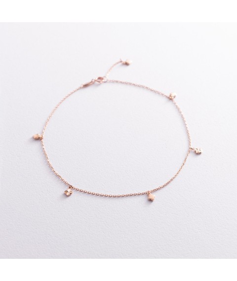 Gold ankle bracelet "Clover" b04906 Onix 28