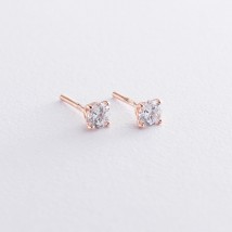 Gold stud earrings with cubic zirconia s06258 Onyx