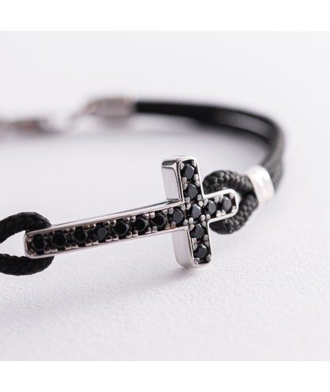 Men's bracelet "Cross" with black spinel ZANCAN SXB010-NE Onix 19.5