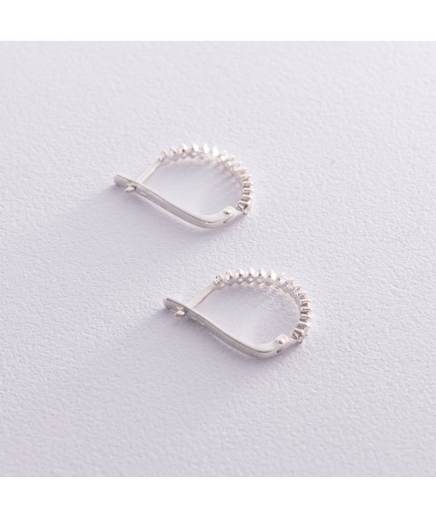 Silver earrings (cubic zirconia) 12976 Onyx