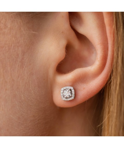 Gold earrings - studs 2 in 1 with diamonds 331731121 Onyx