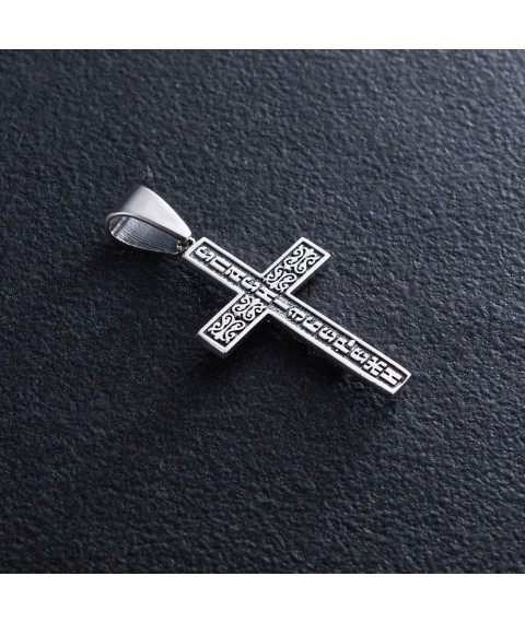 Срібний хрест "Розп'яття. Спаси і Збережи" кду-12 Онікс