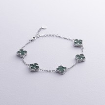 Silver bracelet "Clover" with malachite 141645 Onix 22