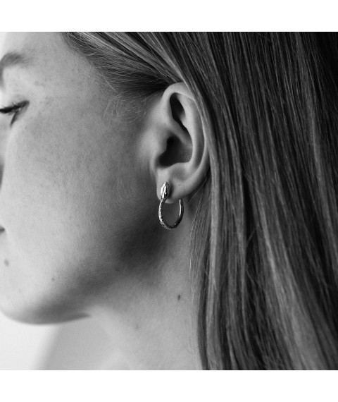 Earrings "Snakes" in white gold s08486 Onyx