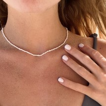 Silver necklace "Pearls" Col. Pearl Onyx 42