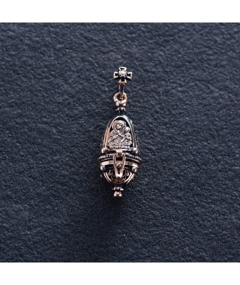 Golden reliquary "Virgin Mary" with cubic zirconia p02533 Onyx