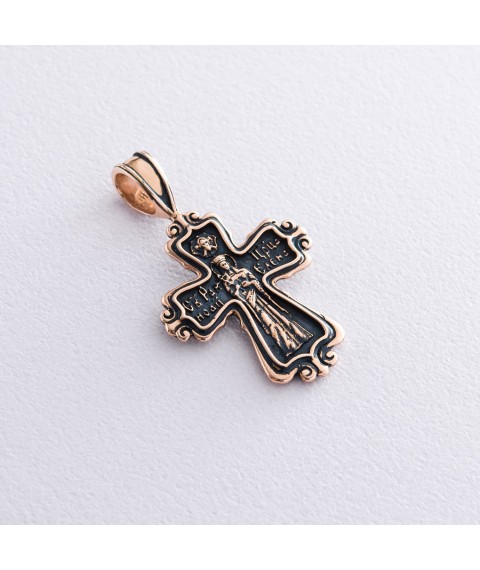 Золотой православный крест "Распятие. Икона" Онікс