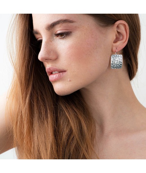 Silver earrings 12086 Onyx