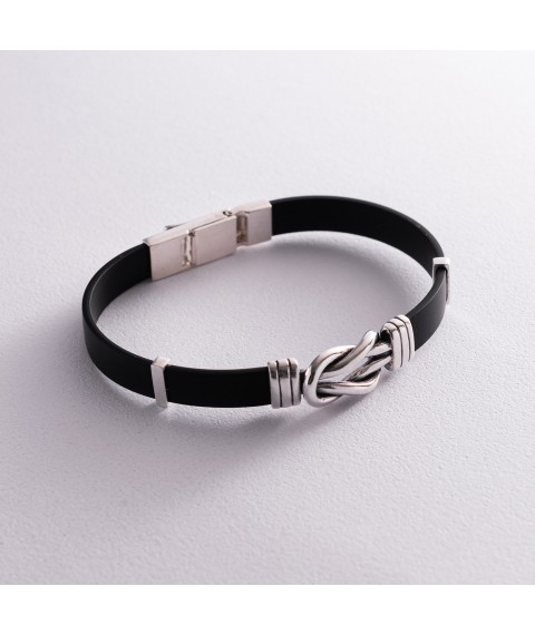 Rubber bracelet "Intertwined" made of silver 141582 Onix 21