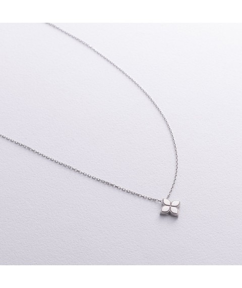 Necklace "Clover" in white gold coll02493 Onyx