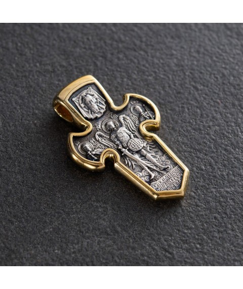 Silver cross with gilding "Crucifixion. Archangel Michael" 131746 Onyx