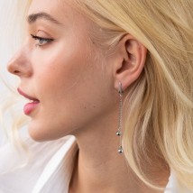 Silver earrings "Balls" on a chain 123149 Onyx
