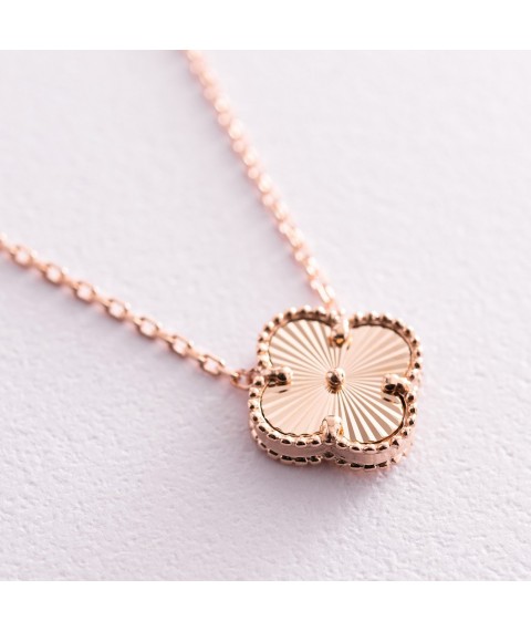 Necklace "Clover" in red gold col02087 Onyx 45