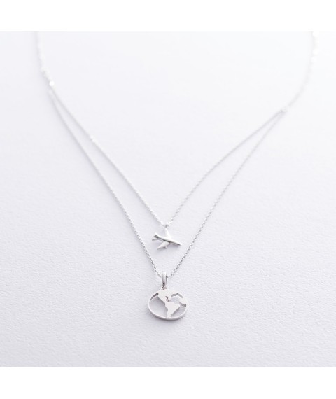 Necklace in white gold "Around the World" col01684 Onix 50