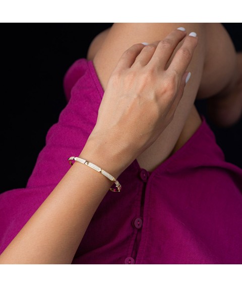 Rigid gold bracelet (cubic zirconia) b04496 Onyx