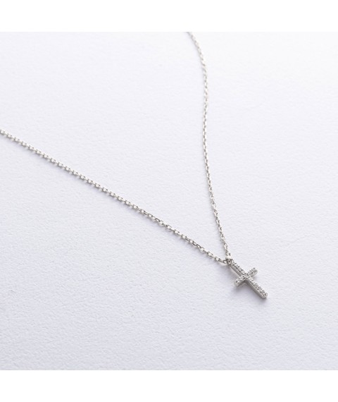 Necklace "Cross" in white gold (diamonds) flask0134m Onix 45