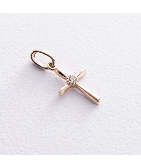 Cross with cubic zirconia in yellow gold p03838 Onyx