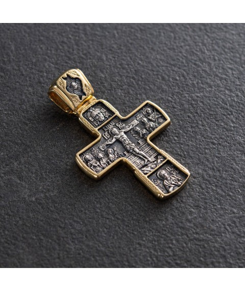 Orthodox Cross "Crucifixion of Christ. Icon of the Mother of God of the Sign with the Prophets" 132905 Onyx