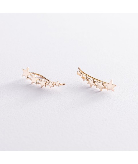 Climber earrings "Stars" in yellow gold s07392 Onyx