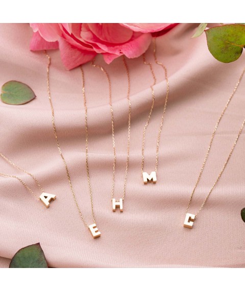 Gold necklace letter "T" coll01164T Onyx 45