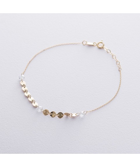 Gold bracelet Coins with cubic zirconia b04291 Onix 18.5
