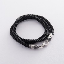 Silk cord with silver clasp (4mm) 18415 Onyx 45