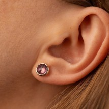 Gold earrings - studs (amethyst) s06323 Onyx