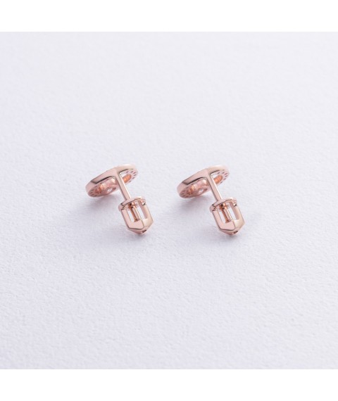Earrings - studs "Cycle" with cubic zirconia (red gold) s08789 Onyx