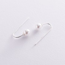 Silver earrings "Elegance" (pearl) 122939 Onyx