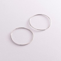 Серьги - кольца в белом золоте (3.8 см) с07796 Онікс