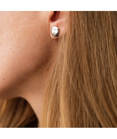 Gold earrings - studs "Circles" s05775 Onyx