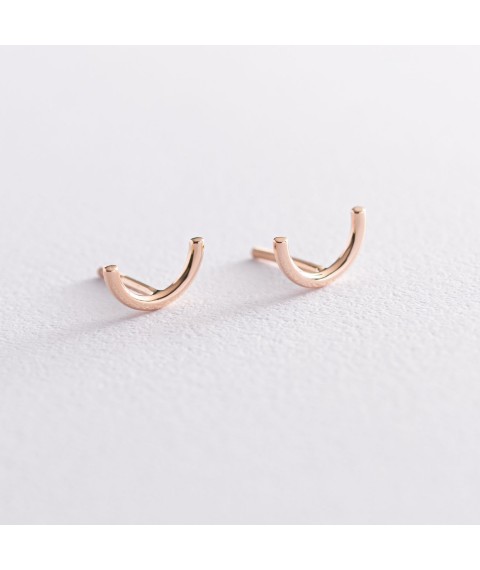 Earrings - studs "Arc" in red gold s07075 Onyx