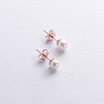 Earrings - studs with pearls (red gold) s08893 Onyx