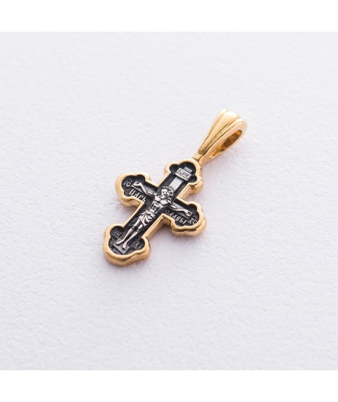 Silver cross "Crucifixion of Christ" 132954 Onyx