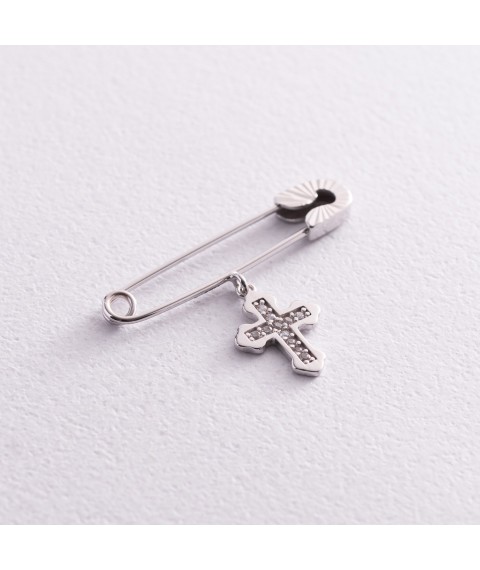Gold pin with a cross (cubic zirconia) zak00320 Onyx