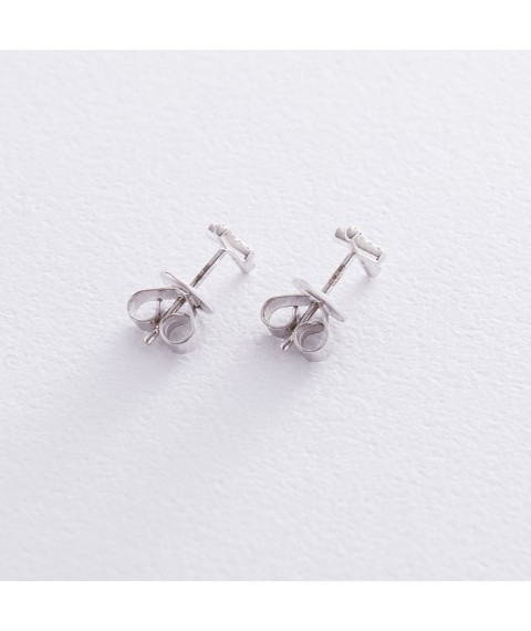 Gold stud earrings "Cross" with diamonds 218411ch Onyx