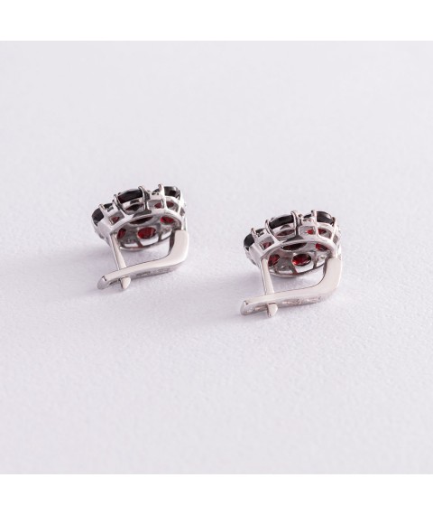Silver earrings (cubic zirconia, pyrope) 2968/9р-GARN Onix