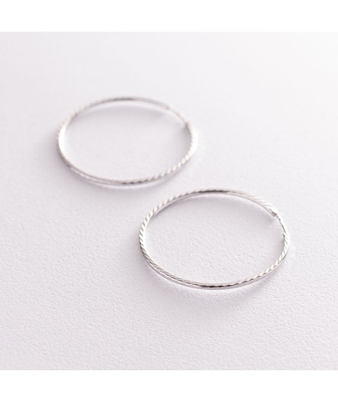 Серьги - кольца в белом золоте (3.9 см) с07150 Онікс