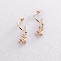 Gold earrings - studs "Snakes" s07370 Onyx