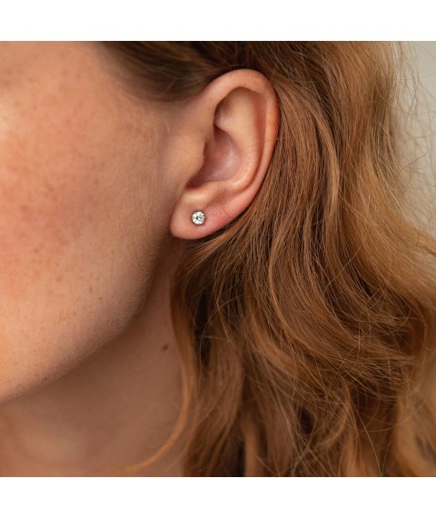 Gold earrings - studs with diamonds sb0436ca Onyx