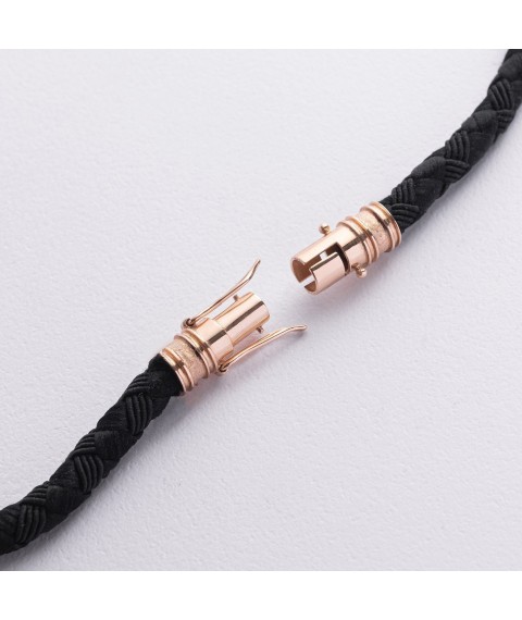 Men's Orthodox cross on a cord made of ebony and gold kol02134 Onix 60