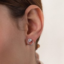 Silver earrings - studs "April" with cubic zirconia 123278 Onyx